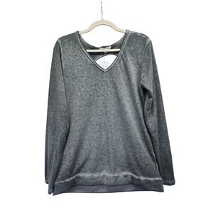 NWT Threads 4 Thought Womens Heathered Green Open Back‎ V-Neck Long Sleeve Top M
